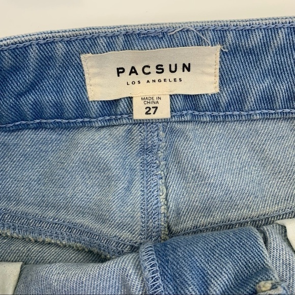 PACSUN micro skirt Women's 27 patch work denim blue  raw hem - Picture 5 of 7